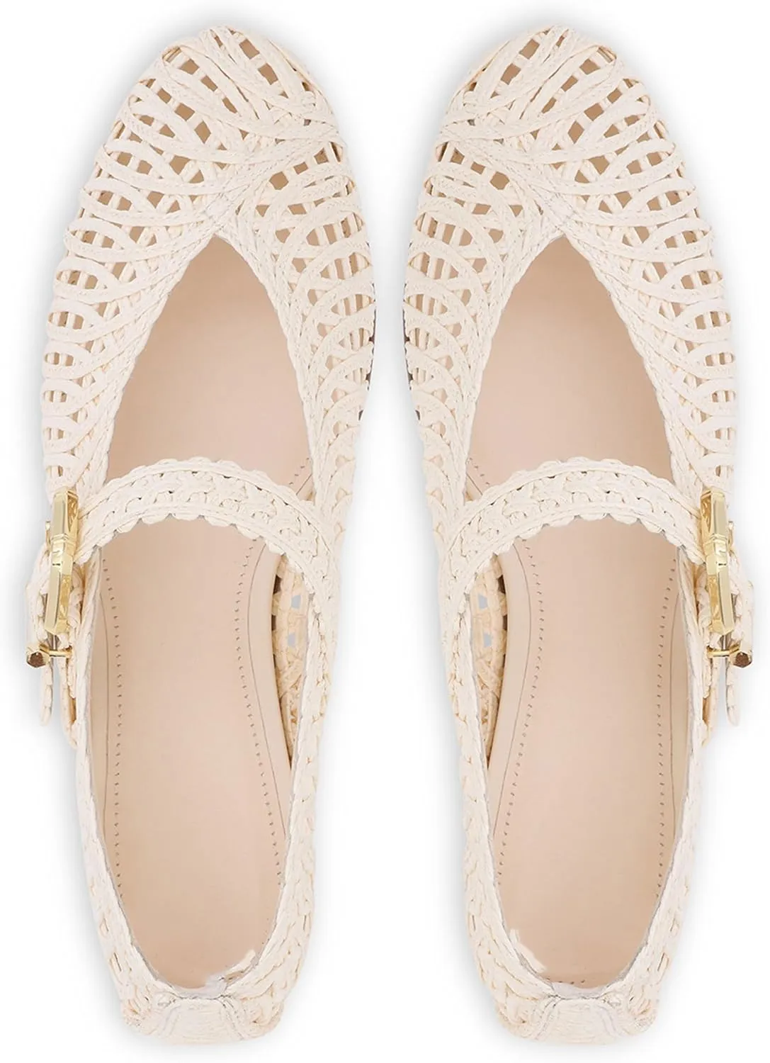 Crochet Shoes for Women Comfortable Ballet Flats with Breathable Embroidery Thread Round Toe Pull-On Design Fashionable Footwear