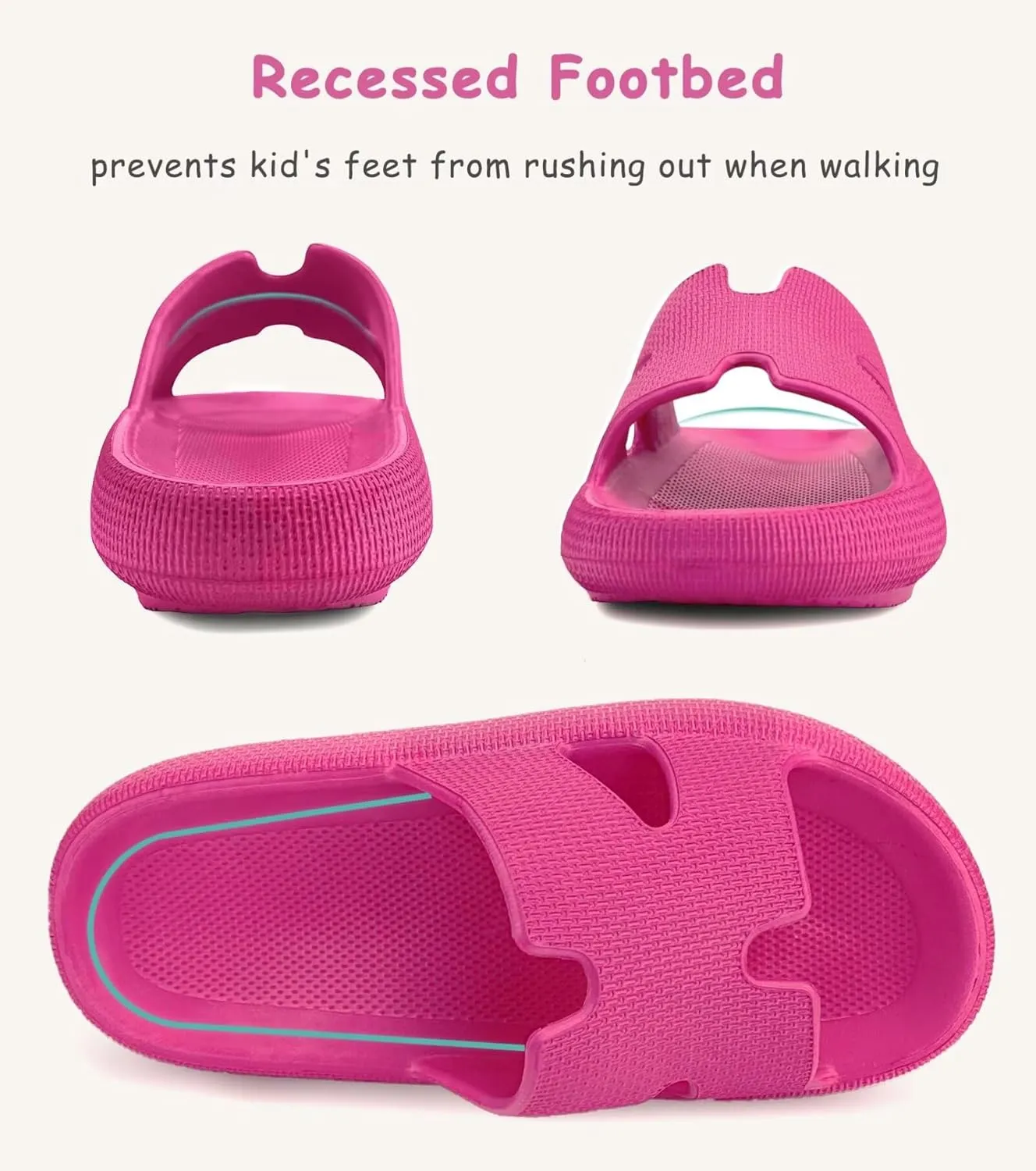 Cubufly Cloud Slides for Kids丨Boys Girls Shower Slippers Slip on Sandals丨Non-Slip Open Toe Pillow Slippers Sandals丨Quick Drying Summer Beach Pool Shoes