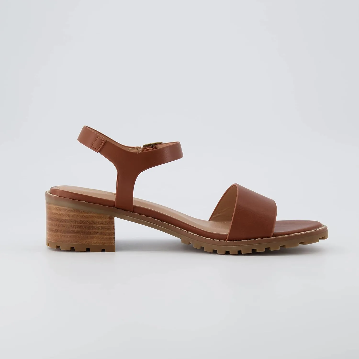 CUSHIONAIRE Flynn one band block heel sandal  Memory Foam, Wide Widths Available