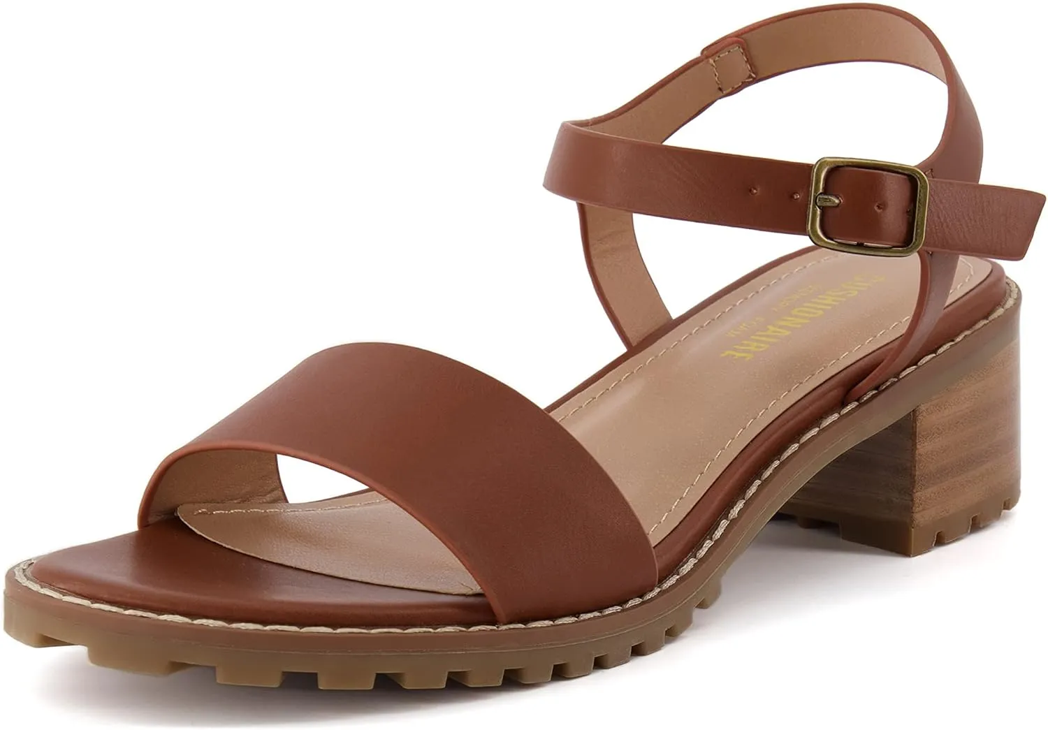 CUSHIONAIRE Flynn one band block heel sandal  Memory Foam, Wide Widths Available