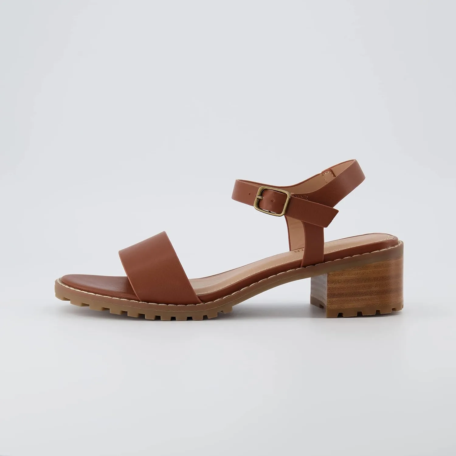 CUSHIONAIRE Flynn one band block heel sandal  Memory Foam, Wide Widths Available