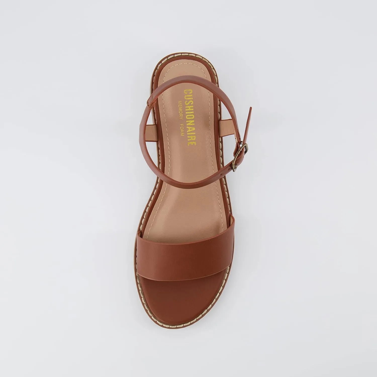 CUSHIONAIRE Flynn one band block heel sandal  Memory Foam, Wide Widths Available
