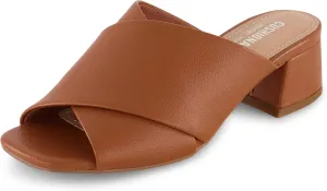 CUSHIONAIRE Garland cross band block heel sandal  Memory Foam, Wide Widths Available