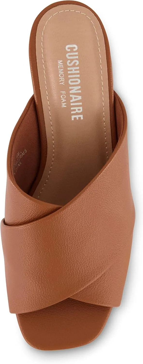 CUSHIONAIRE Garland cross band block heel sandal  Memory Foam, Wide Widths Available