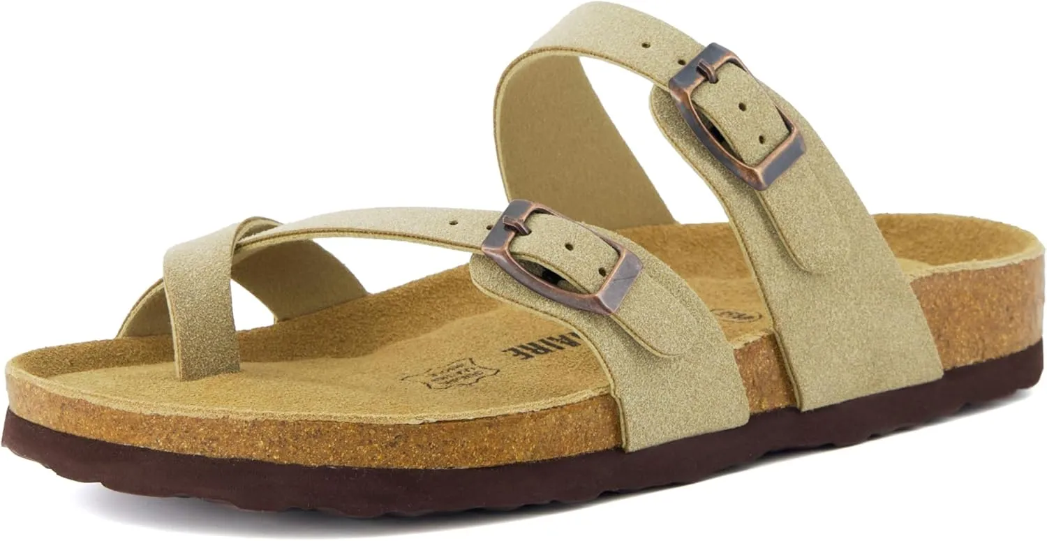 CUSHIONAIRE Women's Luna Cork Footbed Sandal With  Comfort