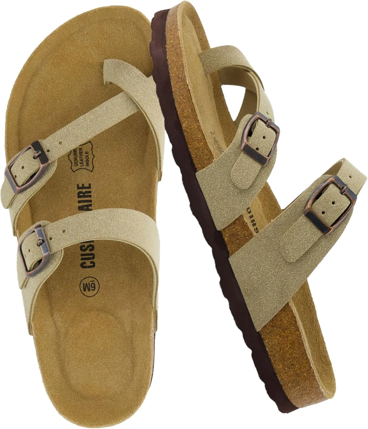CUSHIONAIRE Women's Luna Cork Footbed Sandal With  Comfort