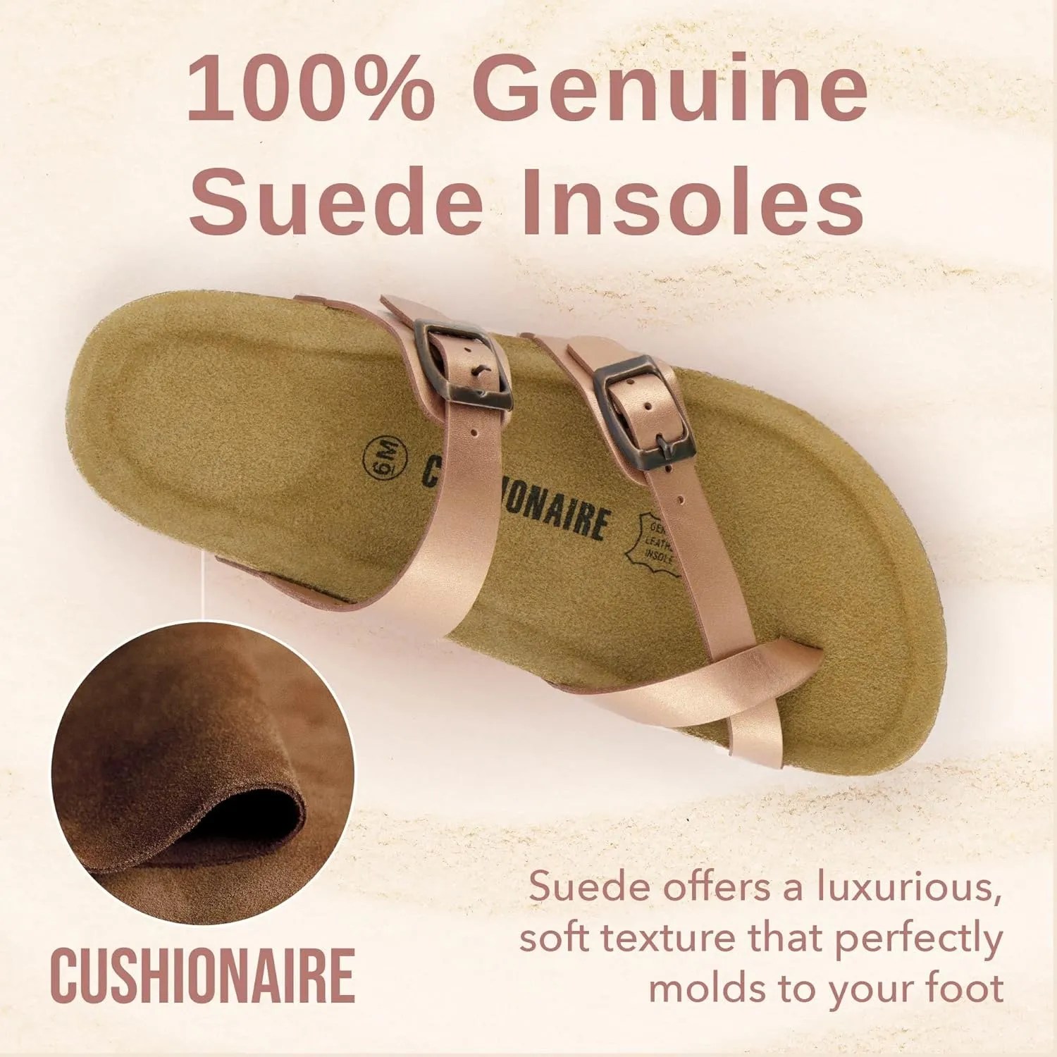 CUSHIONAIRE Women's Luna Cork Footbed Sandal With  Comfort