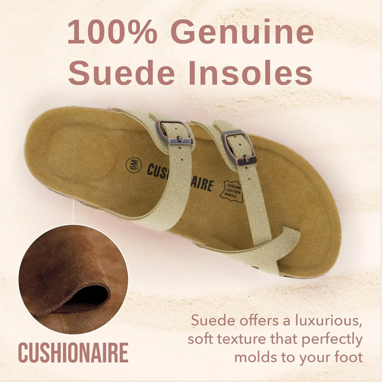 CUSHIONAIRE Women's Luna Cork Footbed Sandal With  Comfort