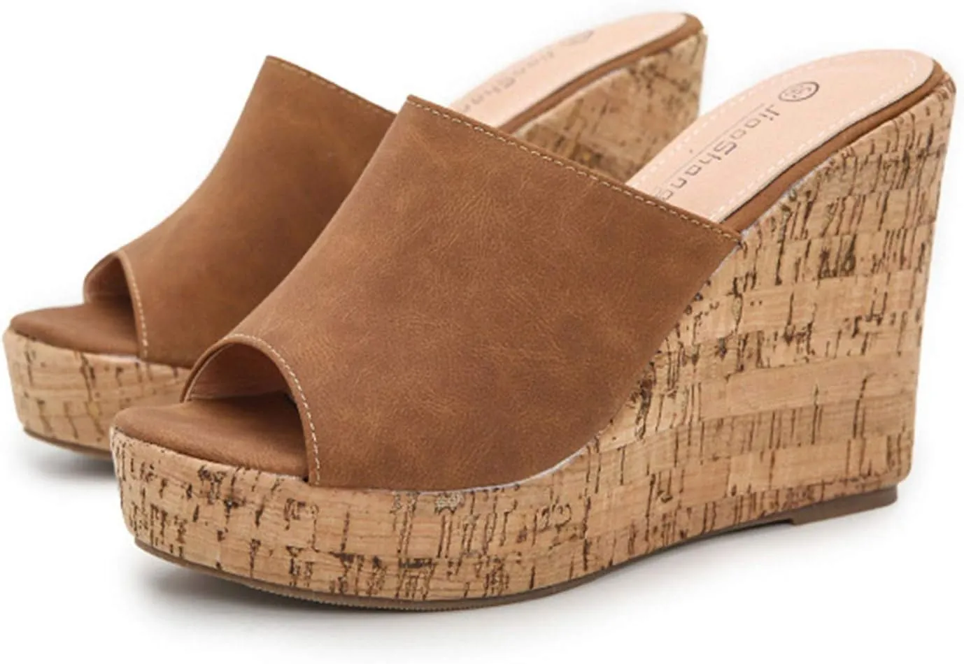 CYNLLIO Women's Summer Slip-On Sandals Wedge Platform Slipper Open Toe Sandals Outdoor Dress Heeled Sandals