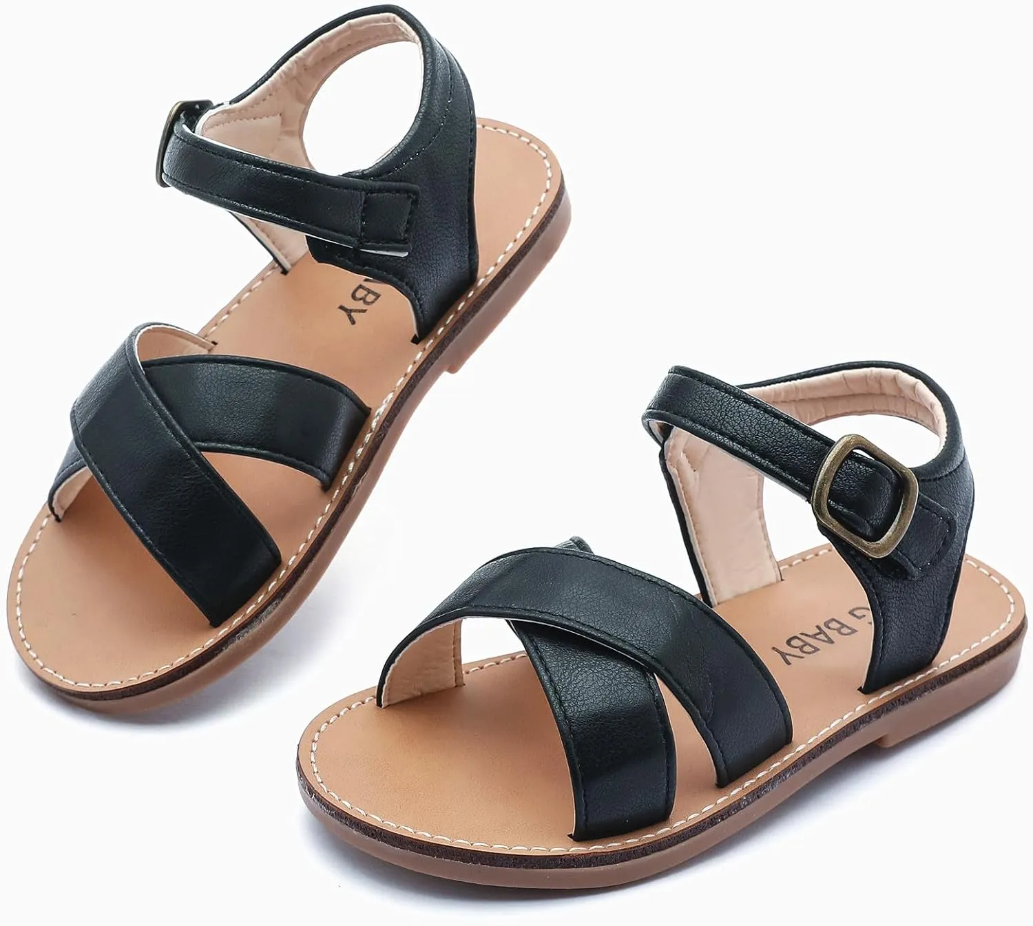 DADAWEN Girl's Summer Water Sandals Strappy Comfort Soft Flat Sandal (Toddler/Little Kid)