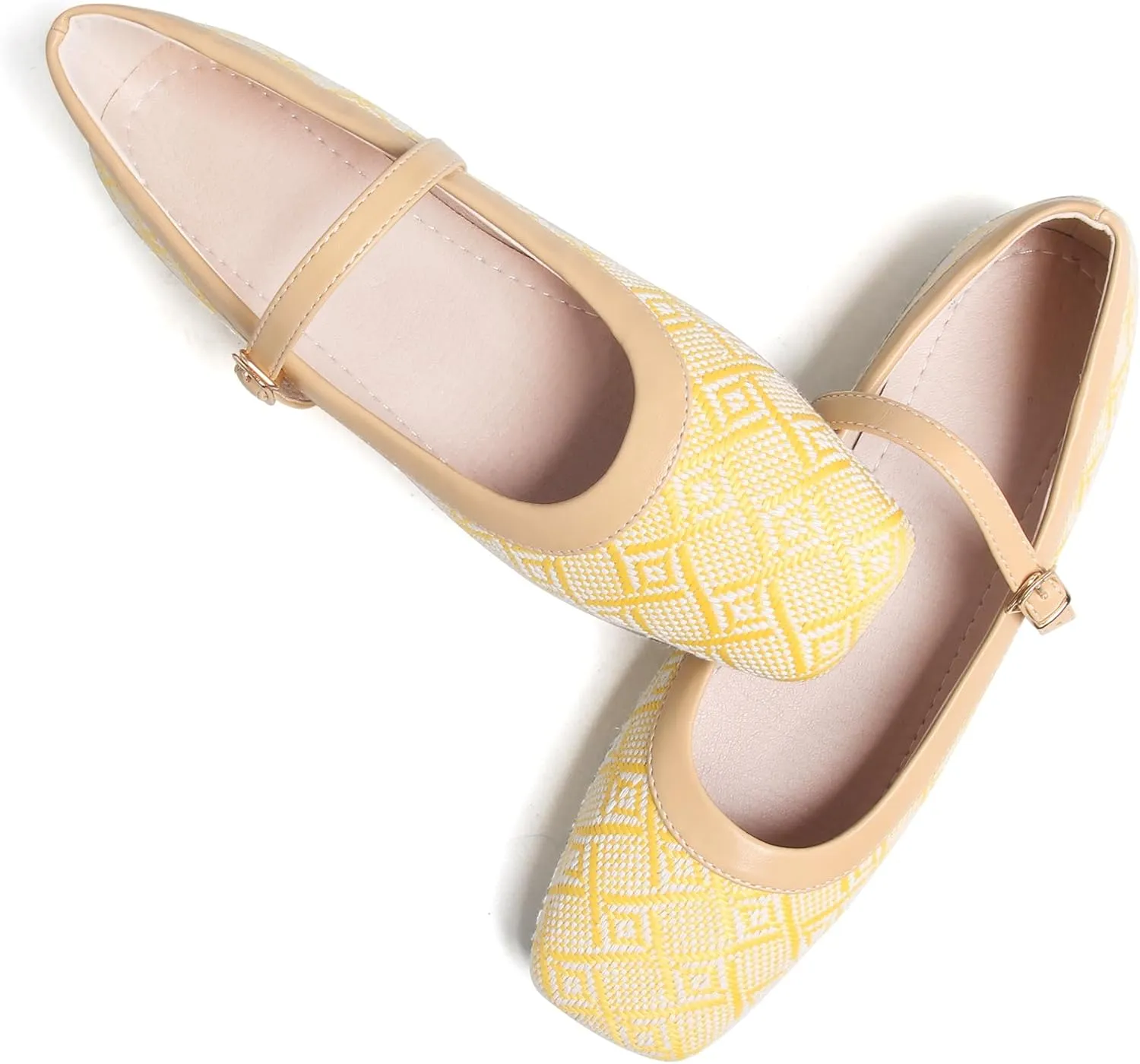 Dear Time Women's Vintage Mary Jane Shoes Ankle Strap Square Toe Flats Uniform Dress Shoes Ballet Flats