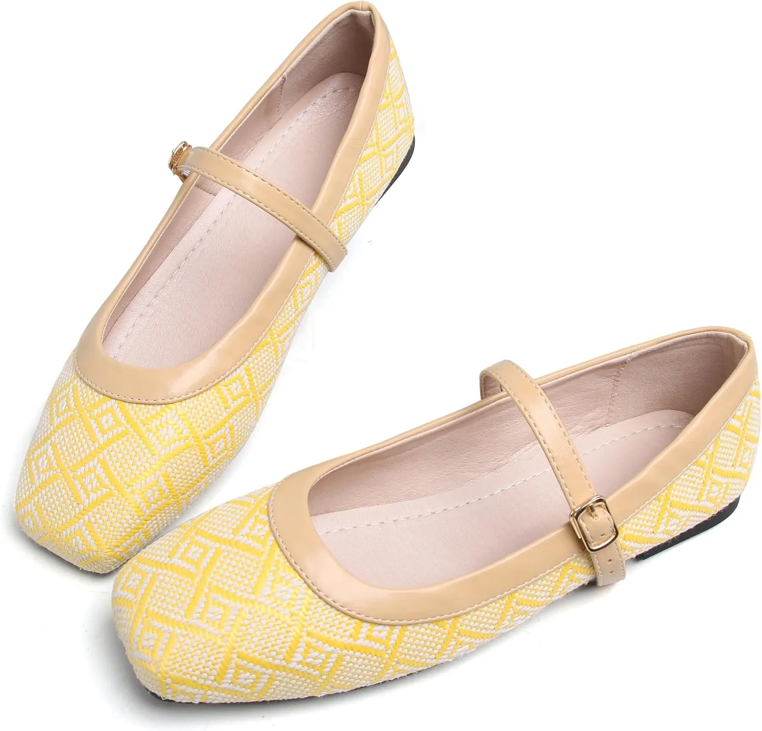 Dear Time Women's Vintage Mary Jane Shoes Ankle Strap Square Toe Flats Uniform Dress Shoes Ballet Flats