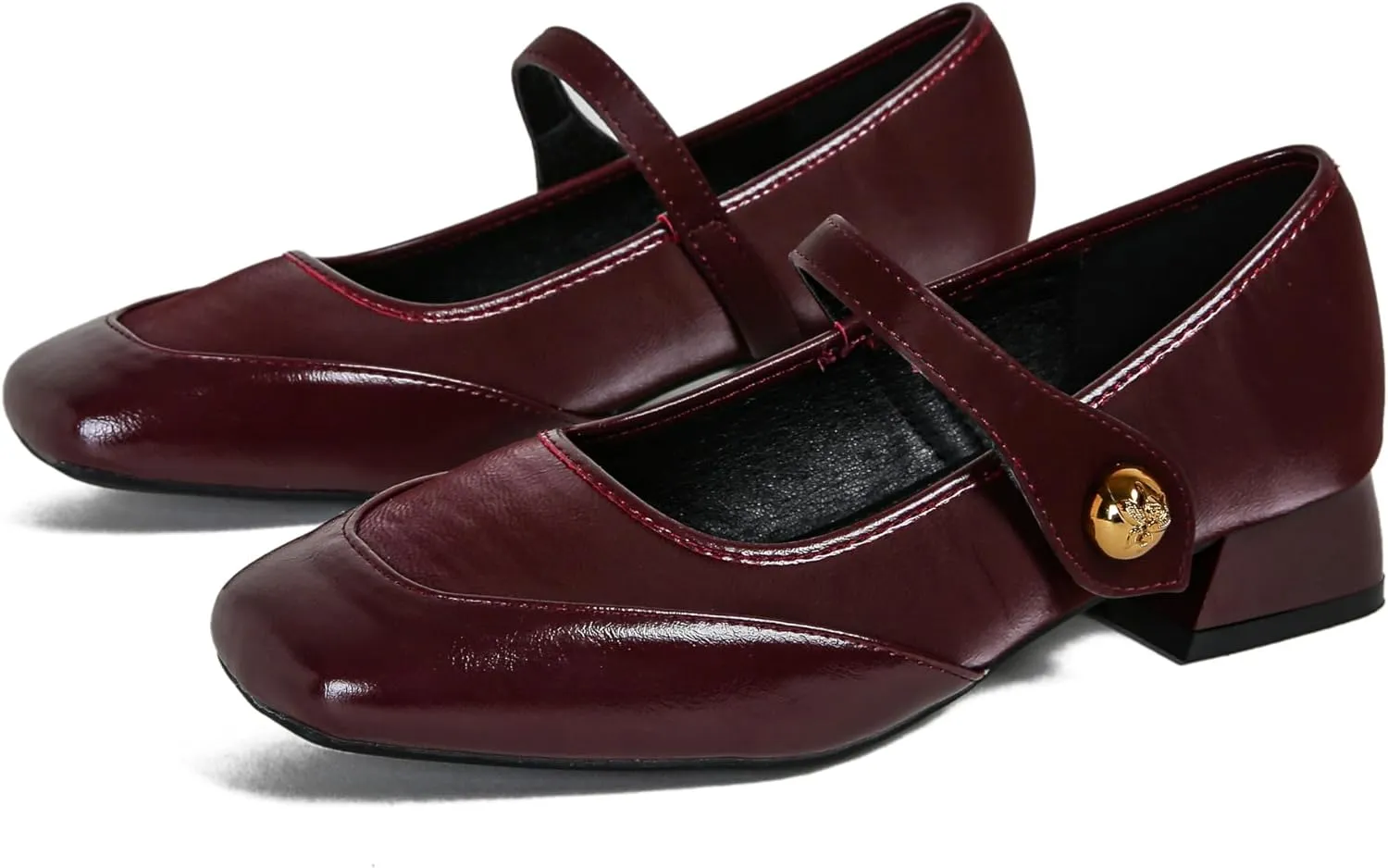Dear Time Women's Vintage Mary Jane Shoes Ankle Strap Square Toe Flats Uniform Dress Shoes Ballet Flats