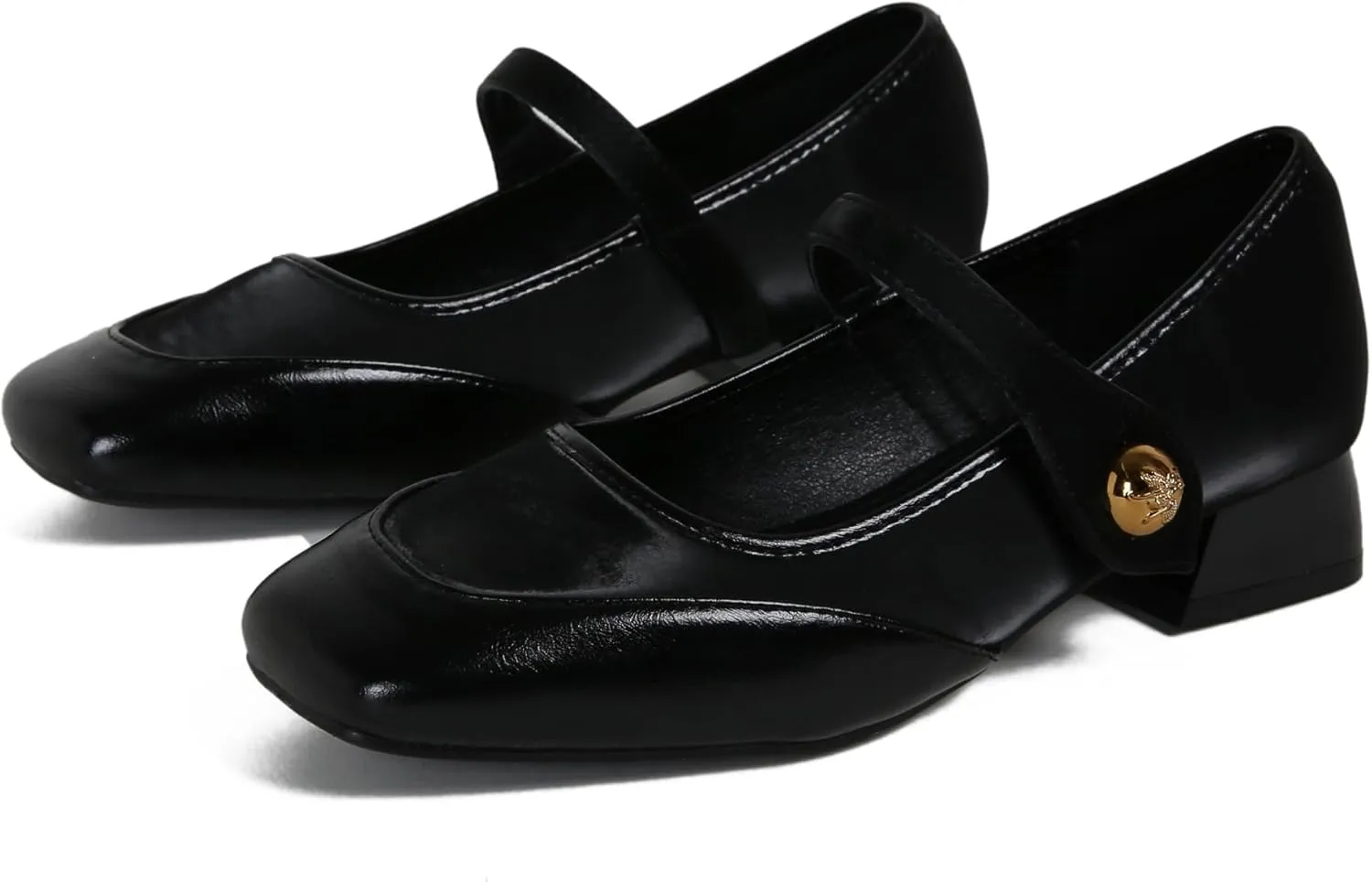 Dear Time Women's Vintage Mary Jane Shoes Ankle Strap Square Toe Flats Uniform Dress Shoes Ballet Flats