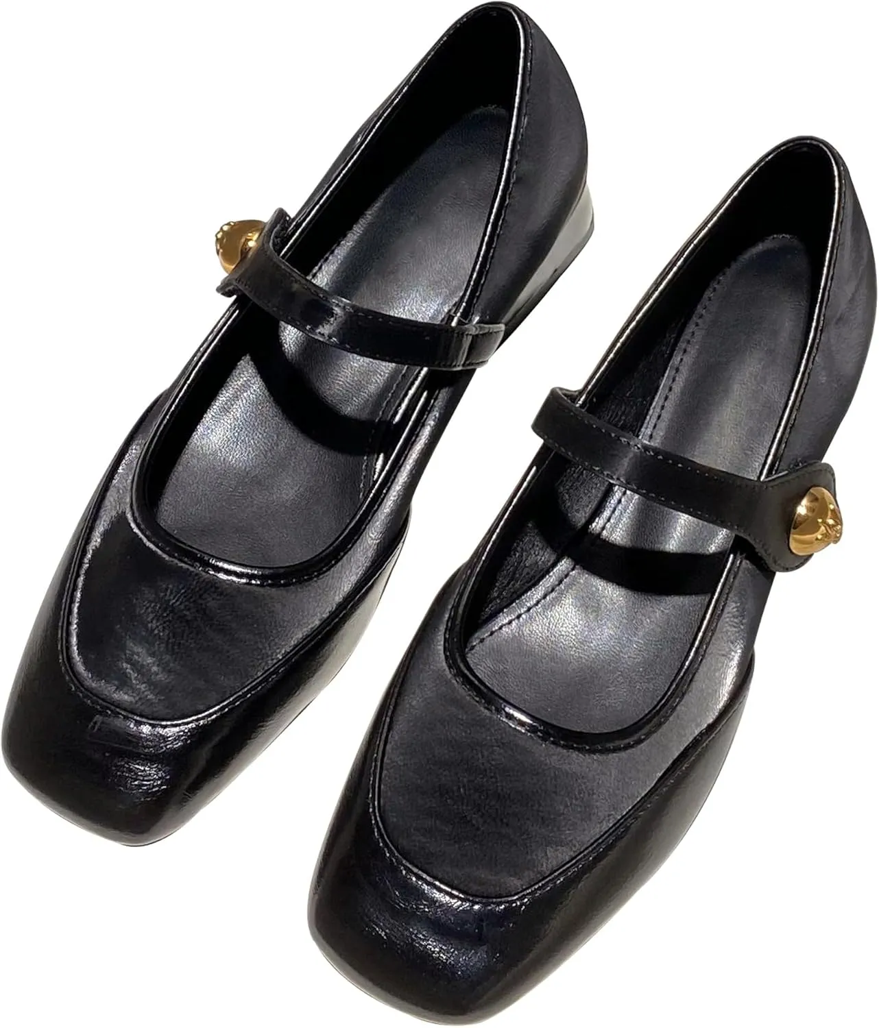 Dear Time Women's Vintage Mary Jane Shoes Ankle Strap Square Toe Flats Uniform Dress Shoes Ballet Flats