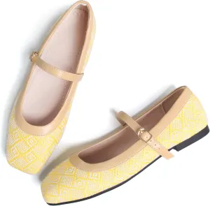 Dear Time Women's Vintage Mary Jane Shoes Ankle Strap Square Toe Flats Uniform Dress Shoes Ballet Flats