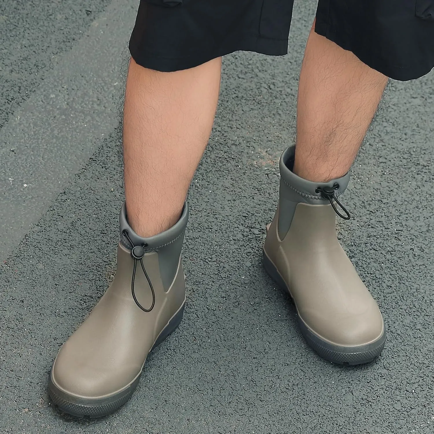 Deck Boots For Men Anti-Slip, Waterproof Ankle Rain Boots, Rubber Outdoor Fishing Footwear, Chelsea Garden Work Water Shoes, Size 6.5-12