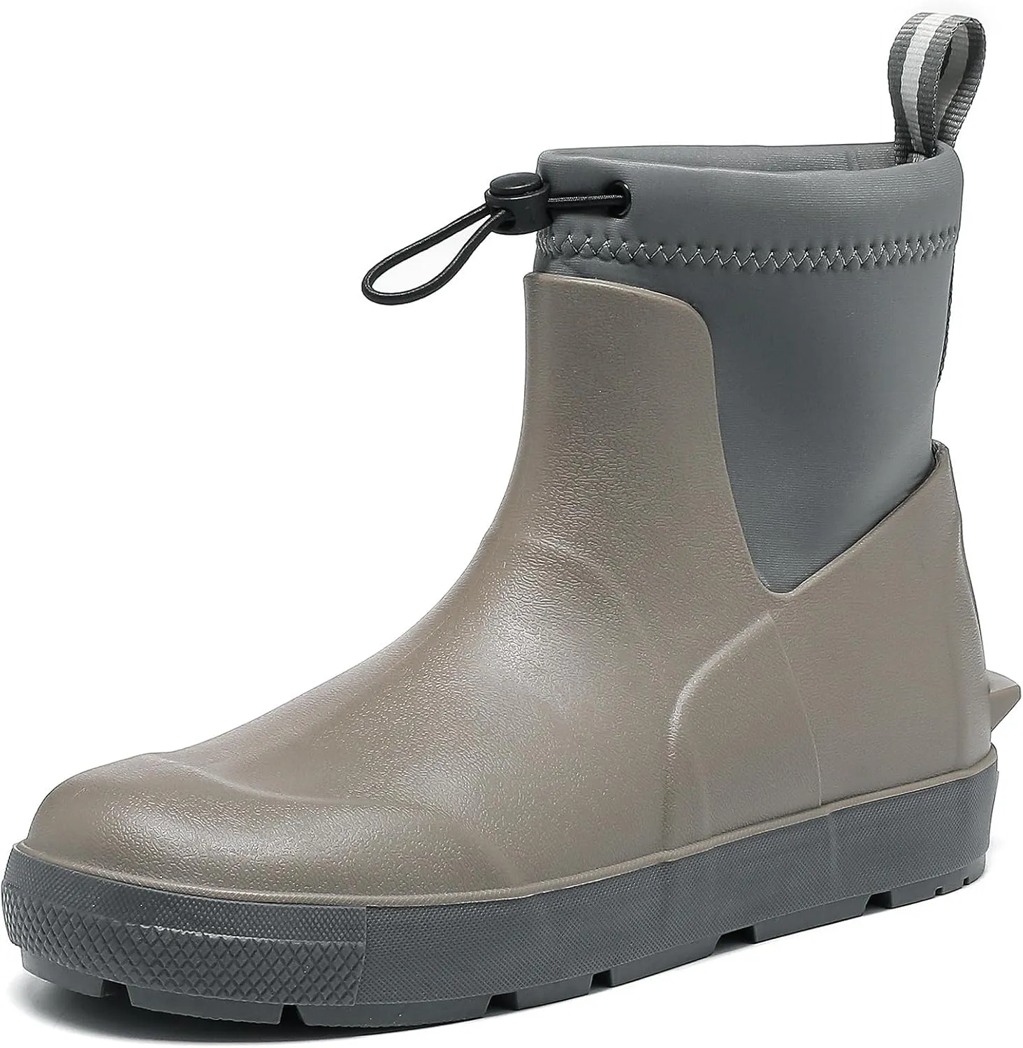 Deck Boots For Men Anti-Slip, Waterproof Ankle Rain Boots, Rubber Outdoor Fishing Footwear, Chelsea Garden Work Water Shoes, Size 6.5-12