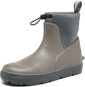 Deck Boots For Men Anti-Slip, Waterproof Ankle Rain Boots, Rubber Outdoor Fishing Footwear, Chelsea Garden Work Water Shoes, Size 6.5-12