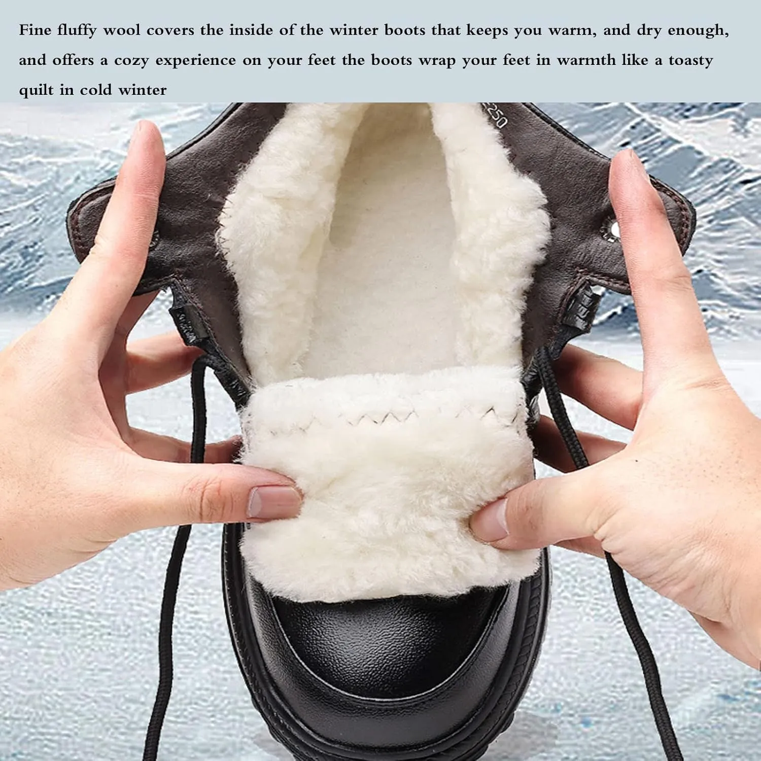 DESESE Men's Cowhide Crocodile Print Height Lifting Non-Slip Ankle Boots,Platform Warm Wool Inside Lacing Sneakers Comfortable Shoes
