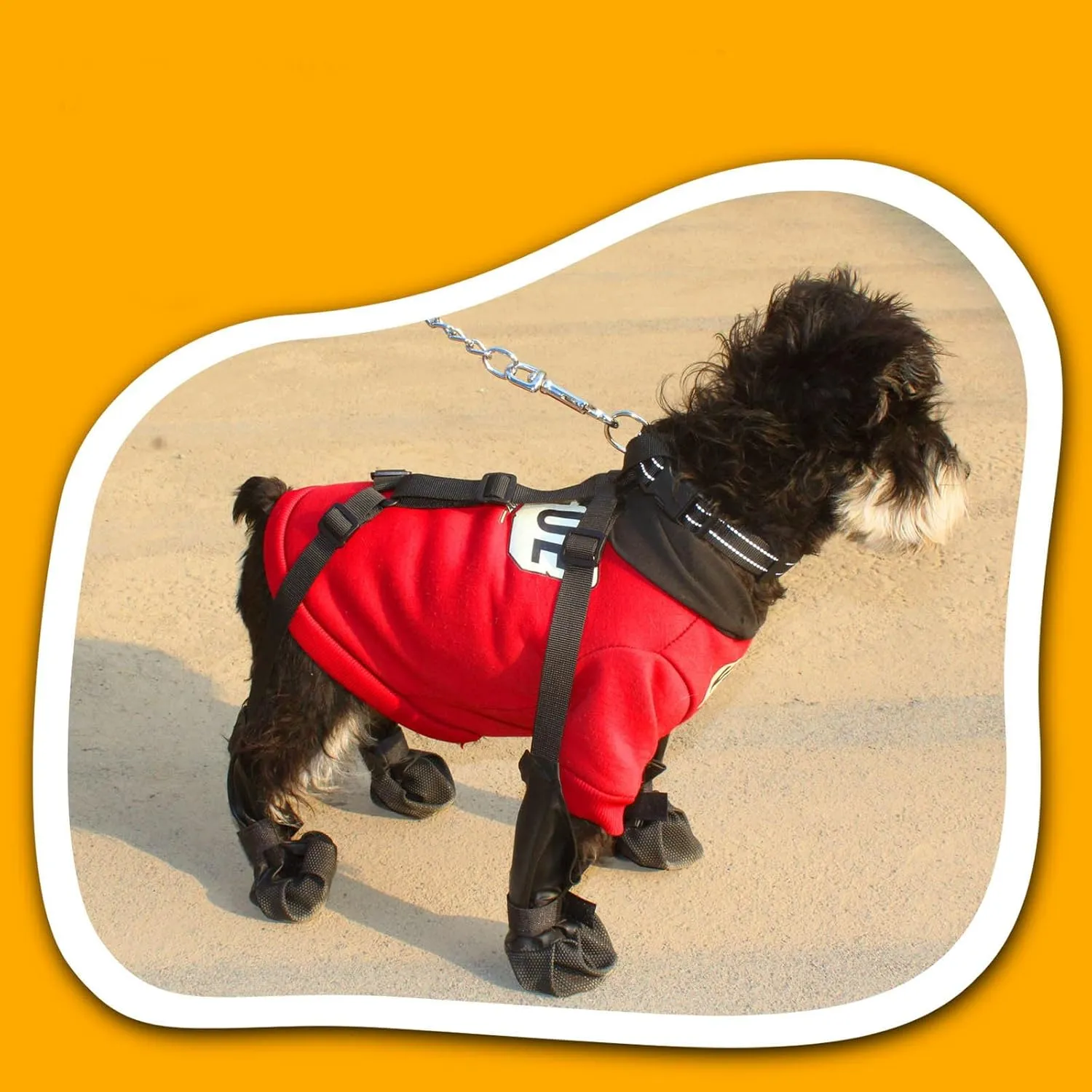 Dog Boots Suspenders, Waterproof Anti-Slip Dogs Paw Protectors, Pet Shoes for Small Medium Big Dogs, Adjustable Anti-Dirt Dog Shoes Suspender Boots for Winter Walking Hiking/Summer Hot Pavement(L)