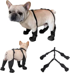Dog Boots Suspenders, Waterproof Anti-Slip Dogs Paw Protectors, Pet Shoes for Small Medium Big Dogs, Adjustable Anti-Dirt Dog Shoes Suspender Boots for Winter Walking Hiking/Summer Hot Pavement(L)