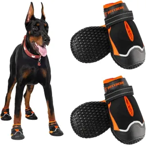 Dog Shoes for Large Dogs,Waterproof Dog Boots for Summer Hot Pavement Winter Snow,Anti-Slip Rubber Dog Booties Paw Protector for Outdoor Walking Hiking (Black,2.55")