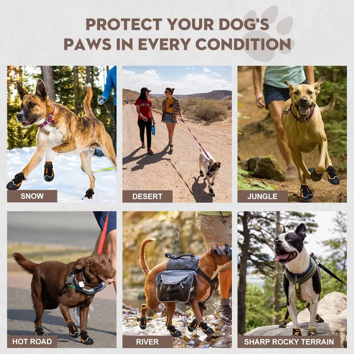 Dog Shoes for Large Dogs,Waterproof Dog Boots for Summer Hot Pavement Winter Snow,Anti-Slip Rubber Dog Booties Paw Protector for Outdoor Walking Hiking (Black,2.55")