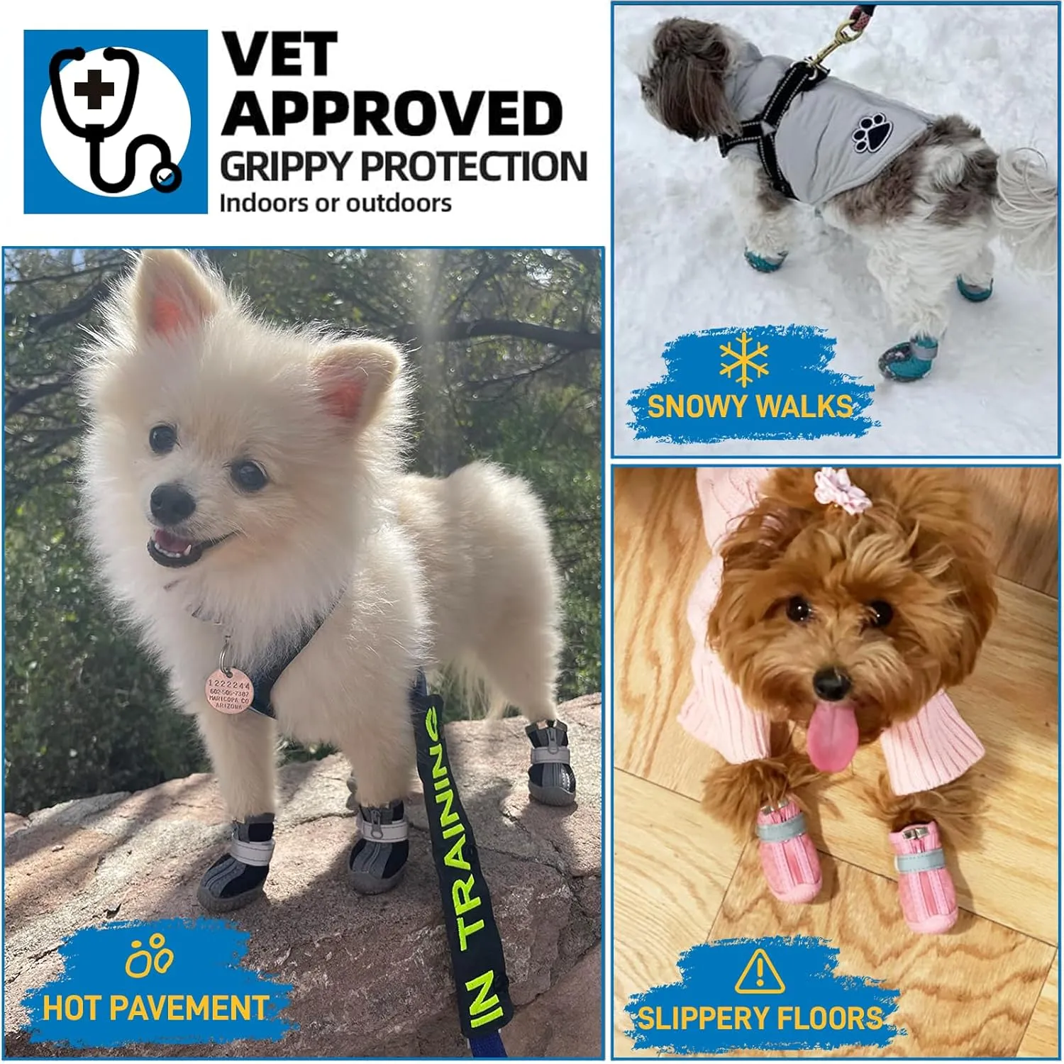 Dog Shoes for Small Dogs, Breathable Dog Boots Paw Protector for Hot Pavement Winter Snow, Dog Booties with Reflective Strips Rugged Anti-Slip Sole for Hardwood Floors Walking Army Green Size 2