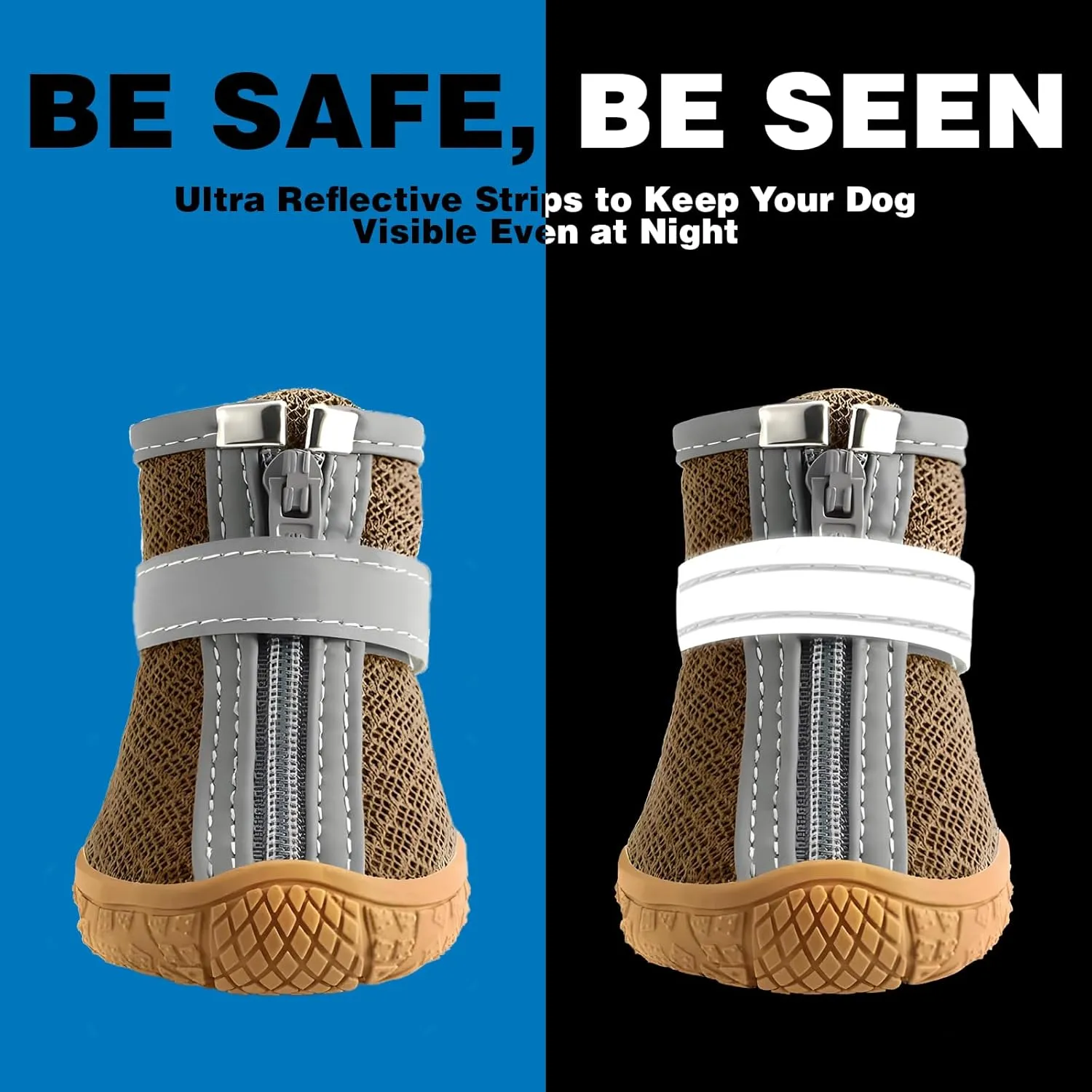 Dog Shoes for Small Dogs, Breathable Dog Boots Paw Protector for Hot Pavement Winter Snow, Dog Booties with Reflective Strips Rugged Anti-Slip Sole for Hardwood Floors Walking Army Green Size 2