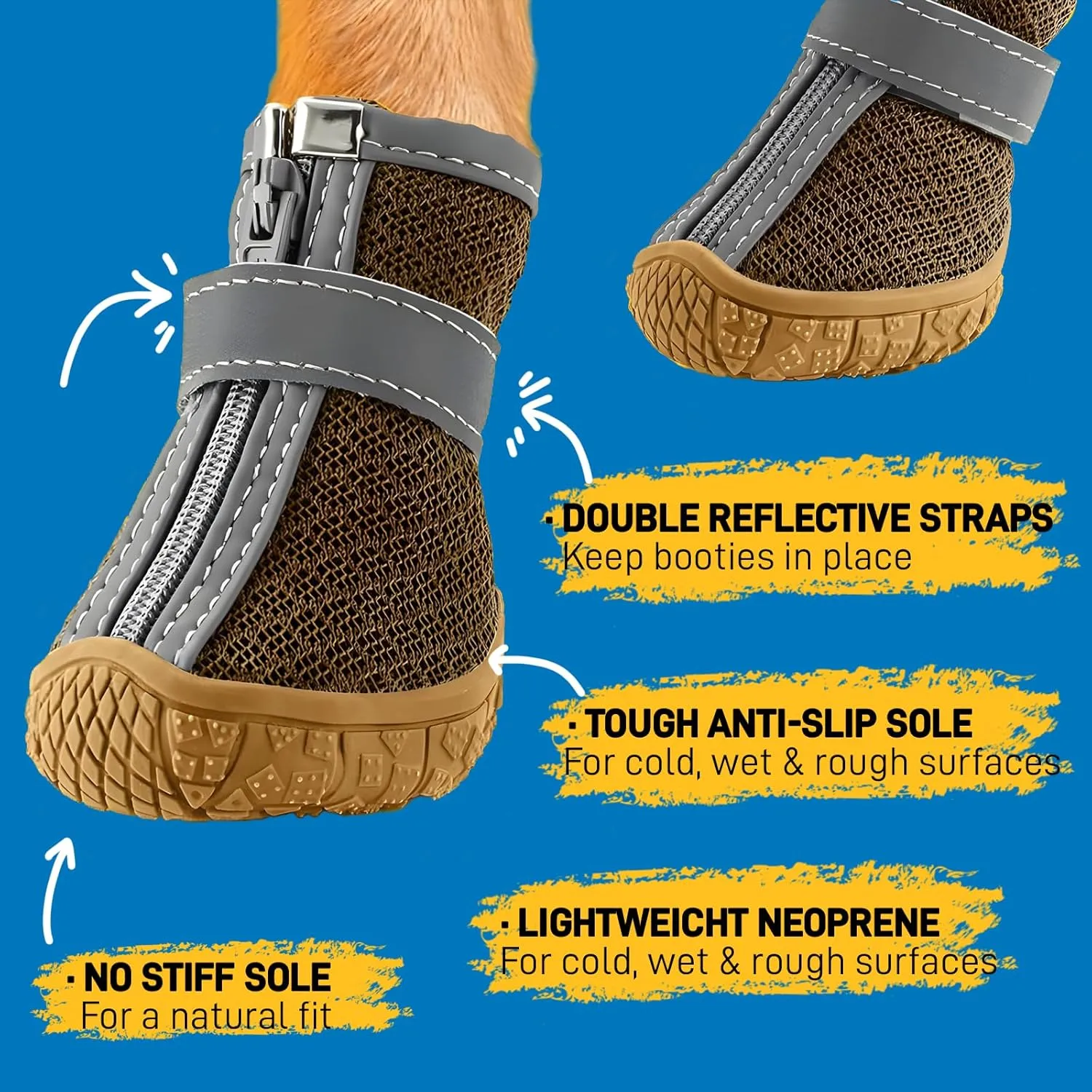 Dog Shoes for Small Dogs, Breathable Dog Boots Paw Protector for Hot Pavement Winter Snow, Dog Booties with Reflective Strips Rugged Anti-Slip Sole for Hardwood Floors Walking Army Green Size 2