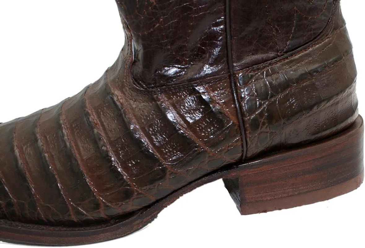 Dona Michi Men's Handcrafted Crocodile Alligator Belly Print Western Cowboy Boots