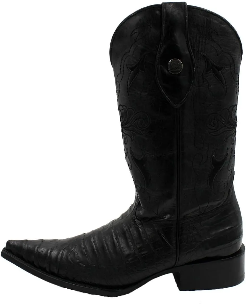 Dona Michi Men's Handcrafted Crocodile Alligator Belly Print Western Cowboy Boots