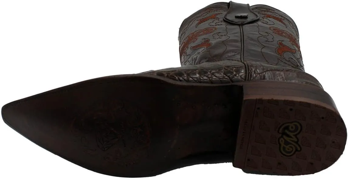 Dona Michi Men's Handcrafted Crocodile Alligator Belly Print Western Cowboy Boots