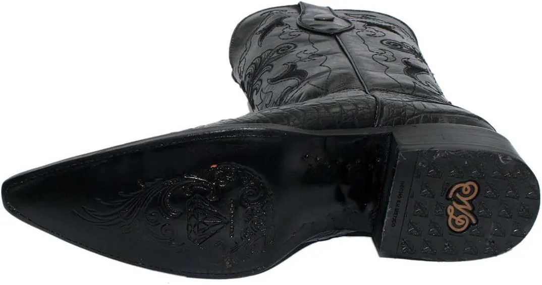 Dona Michi Men's Handcrafted Crocodile Alligator Belly Print Western Cowboy Boots