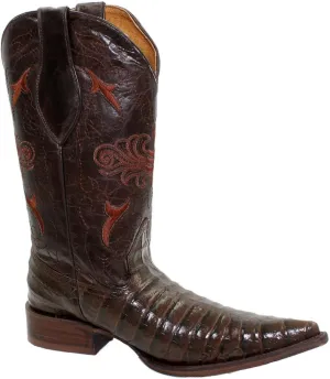 Dona Michi Men's Handcrafted Crocodile Alligator Belly Print Western Cowboy Boots