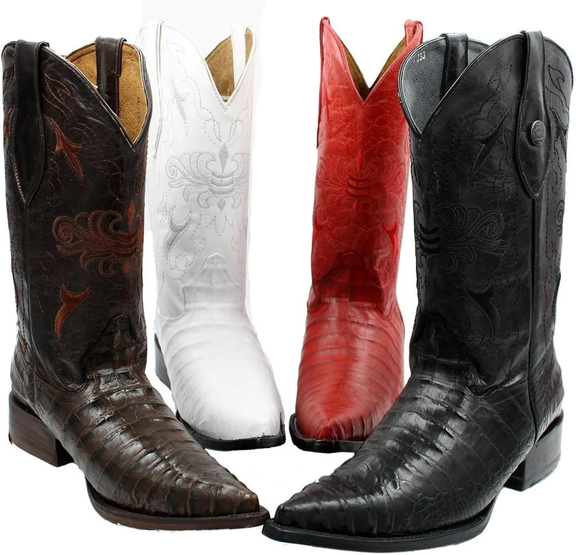 Dona Michi Men's Handcrafted Crocodile Alligator Belly Print Western Cowboy Boots