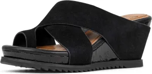 Donald Pliner Women's SISU Wedge Sandal, Black-Calf Suede, 5.5