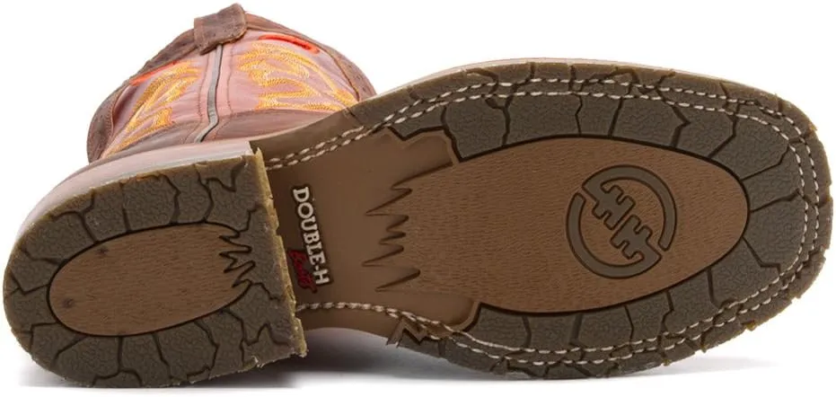 DOUBLE-H Mickey Steel Toe Men's Western Boots - Durable Leather, Slip-Resistant, Comfortable Cushioned Insole, Size Variety