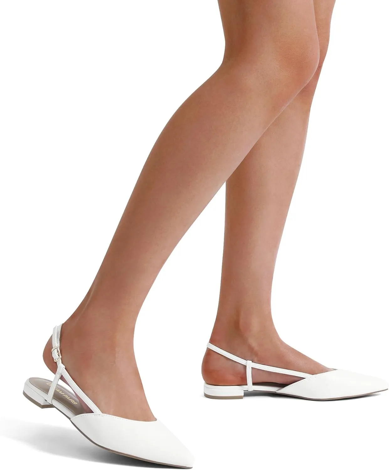 DREAM PAIRS Slingback Flats for Women, Pointed-Toe Elegant Women's Ballet Flats with Buckle Strap, Classic Low Heel Dress Shoes for Casual Work Office Party