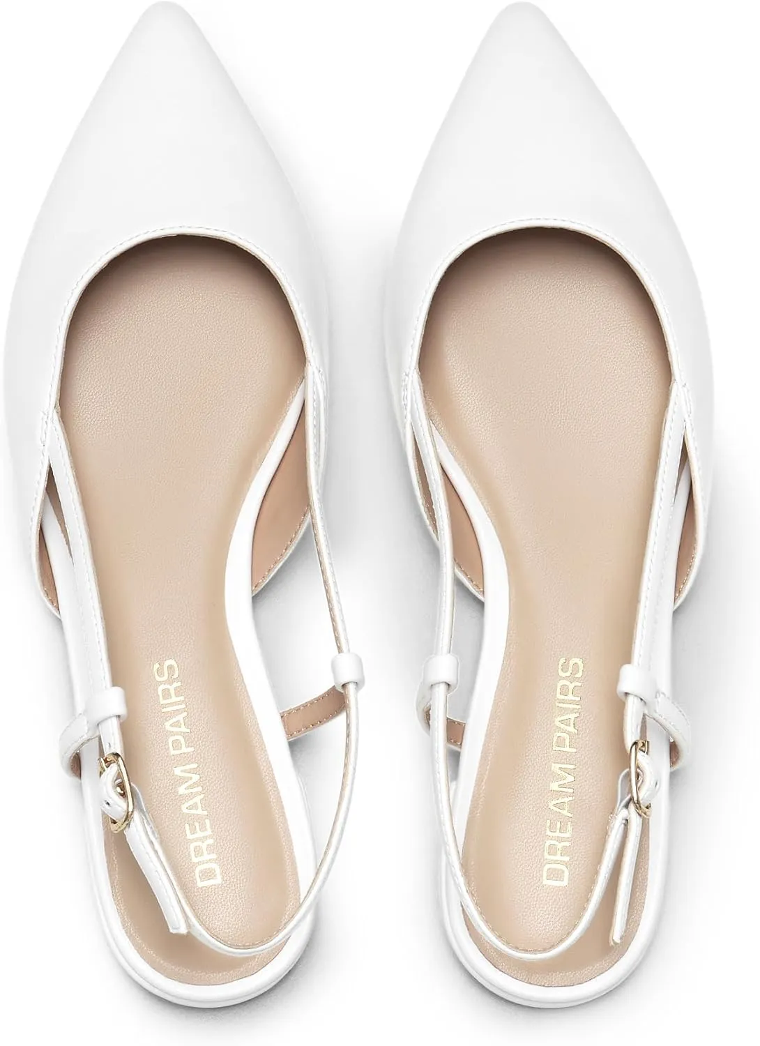 DREAM PAIRS Slingback Flats for Women, Pointed-Toe Elegant Women's Ballet Flats with Buckle Strap, Classic Low Heel Dress Shoes for Casual Work Office Party