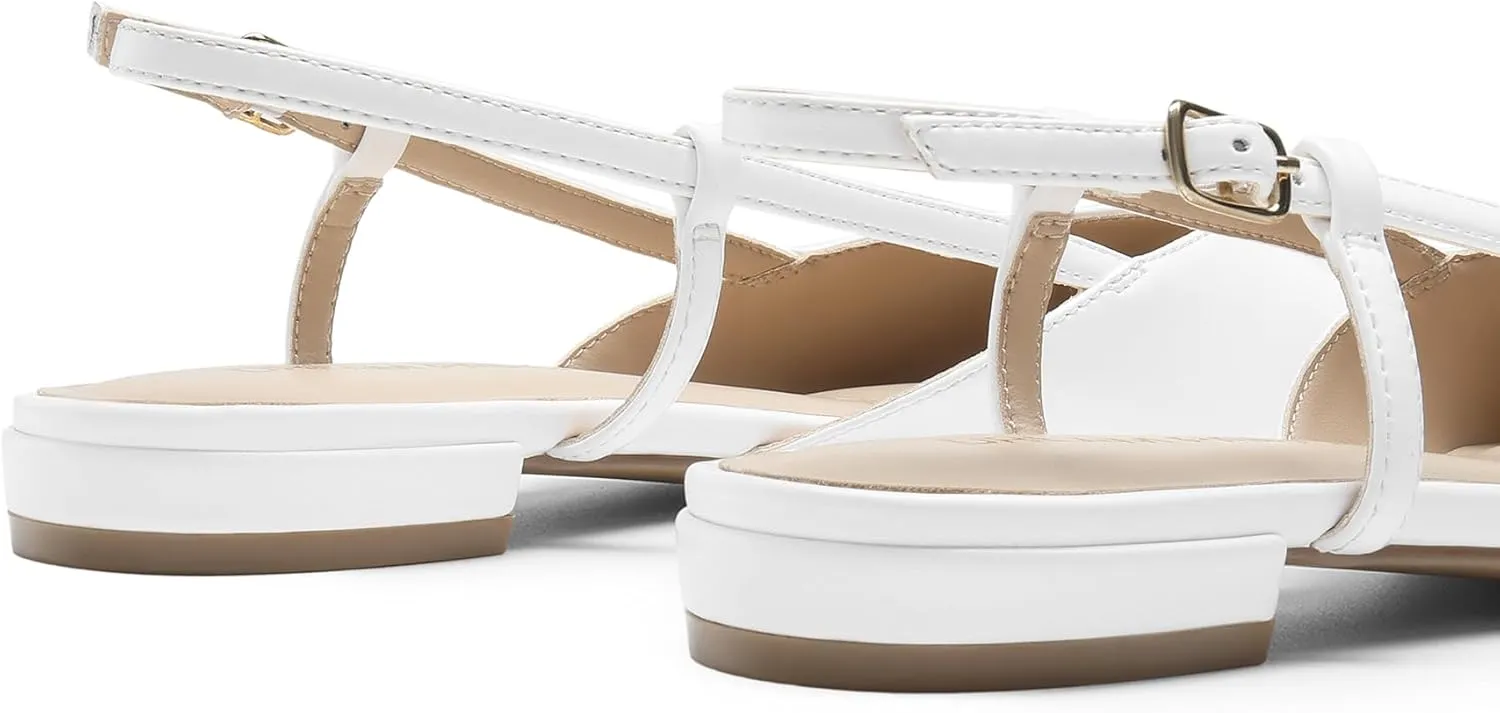 DREAM PAIRS Slingback Flats for Women, Pointed-Toe Elegant Women's Ballet Flats with Buckle Strap, Classic Low Heel Dress Shoes for Casual Work Office Party