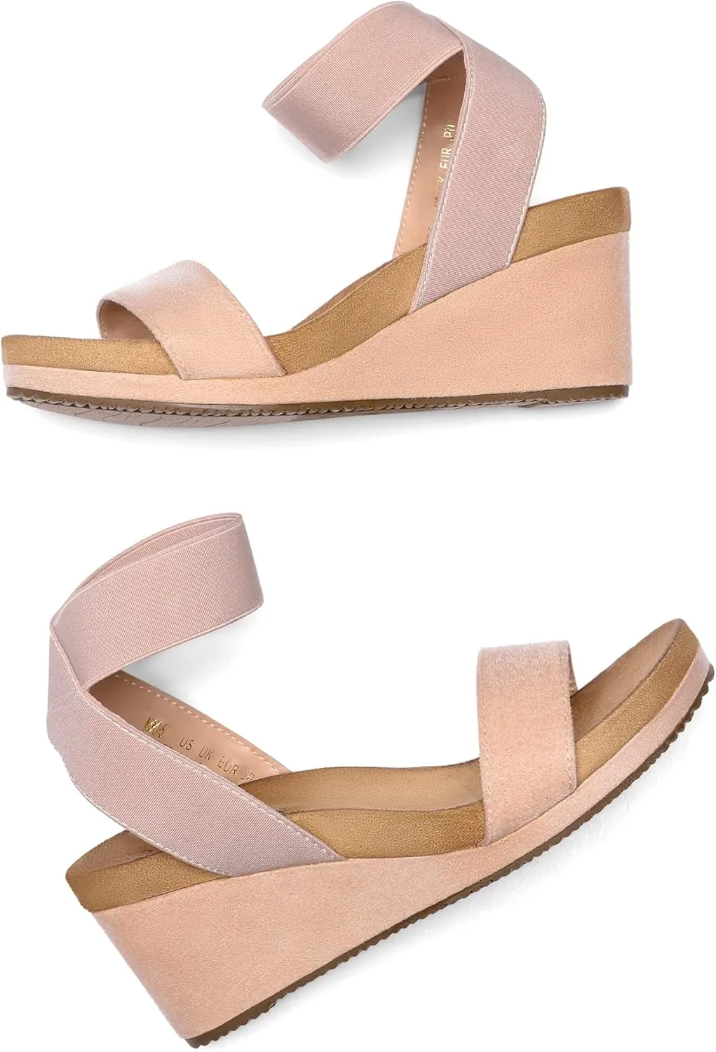DREAM PAIRS Womens Elastic Ankle Strap Open Toe Platform Wedge Sandals Comfortable Summer Shoes