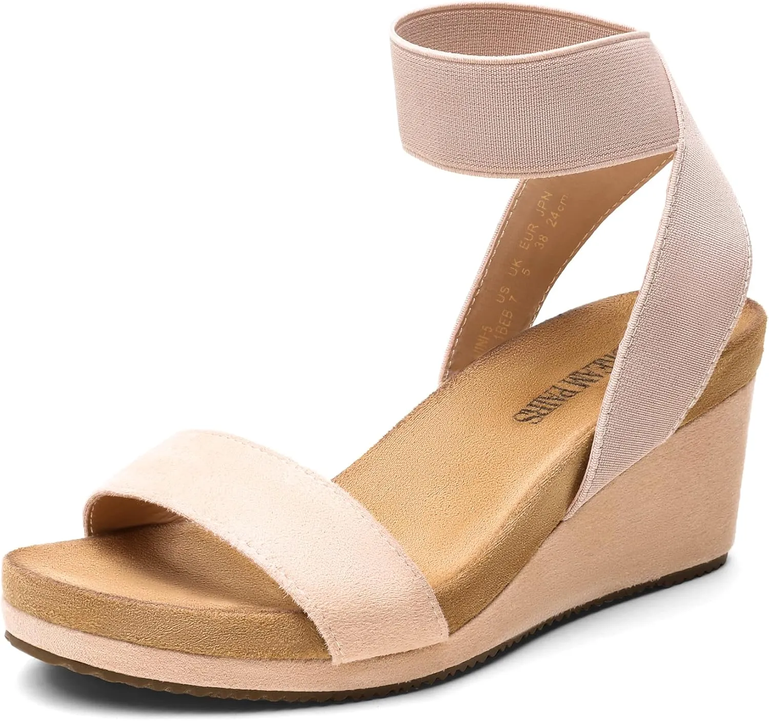 DREAM PAIRS Womens Elastic Ankle Strap Open Toe Platform Wedge Sandals Comfortable Summer Shoes