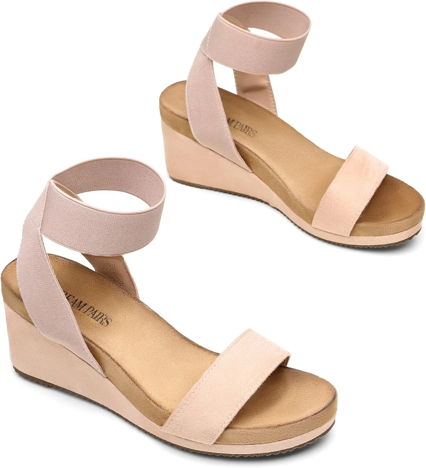 DREAM PAIRS Womens Elastic Ankle Strap Open Toe Platform Wedge Sandals Comfortable Summer Shoes