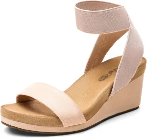 DREAM PAIRS Womens Elastic Ankle Strap Open Toe Platform Wedge Sandals Comfortable Summer Shoes