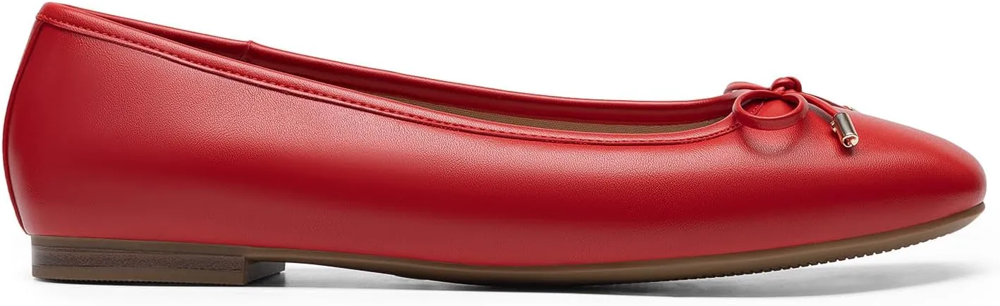 DREAM PAIRS Women's Flats Square Toe Ballet Flats Comfortable Casual Ballerina Flat Dress Shoes with Bow Suitable for Dressy Business Casual Work Office