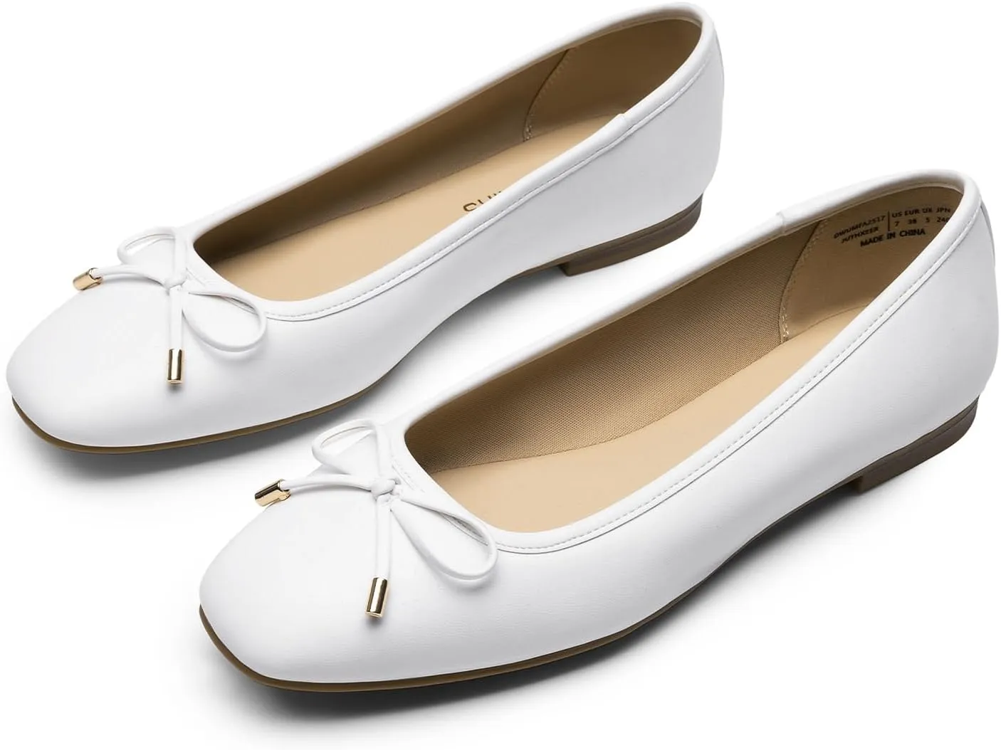 DREAM PAIRS Women's Flats Square Toe Ballet Flats Comfortable Casual Ballerina Flat Dress Shoes with Bow Suitable for Dressy Business Casual Work Office