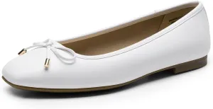 DREAM PAIRS Women's Flats Square Toe Ballet Flats Comfortable Casual Ballerina Flat Dress Shoes with Bow Suitable for Dressy Business Casual Work Office