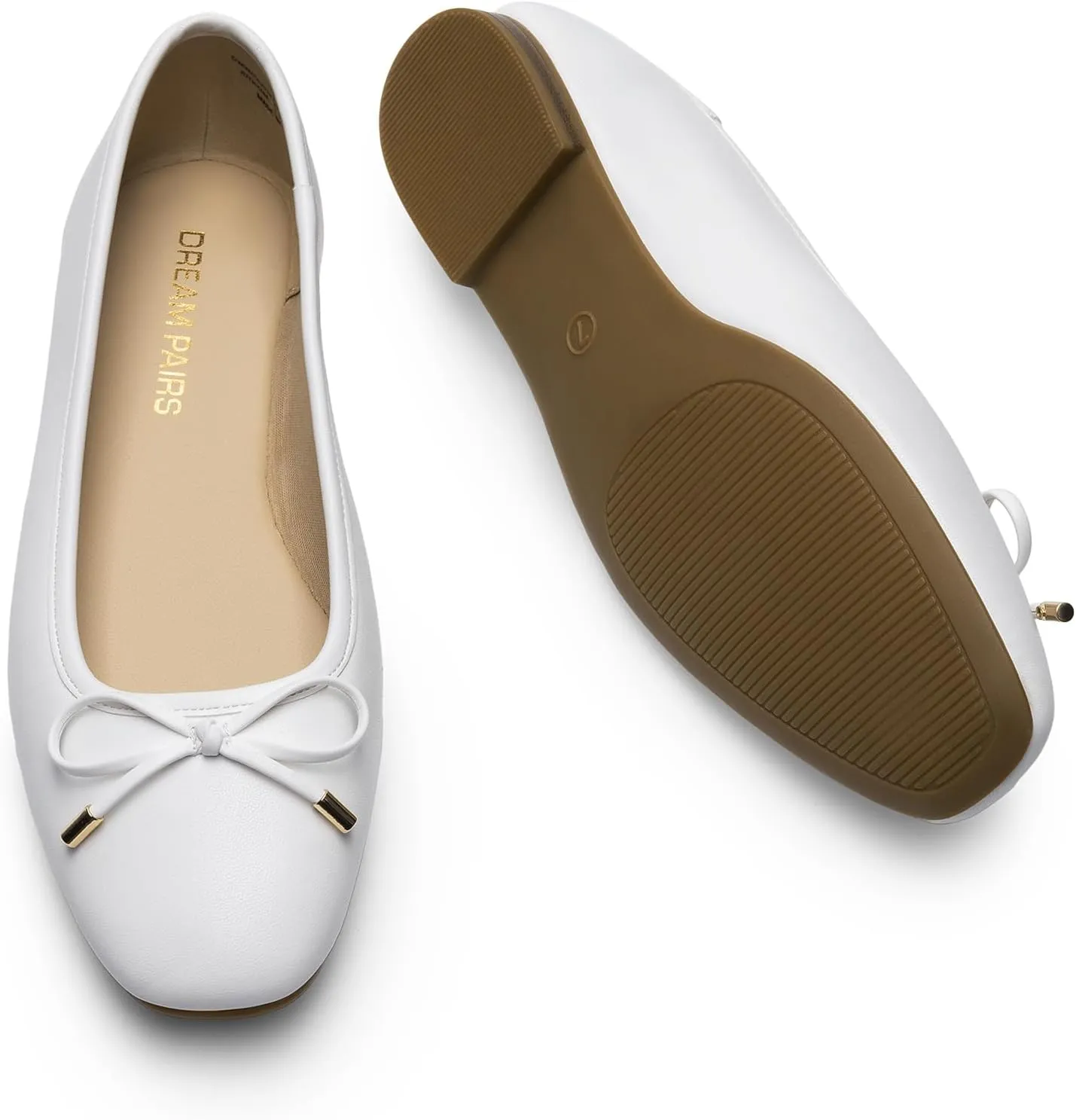 DREAM PAIRS Women's Flats Square Toe Ballet Flats Comfortable Casual Ballerina Flat Dress Shoes with Bow Suitable for Dressy Business Casual Work Office